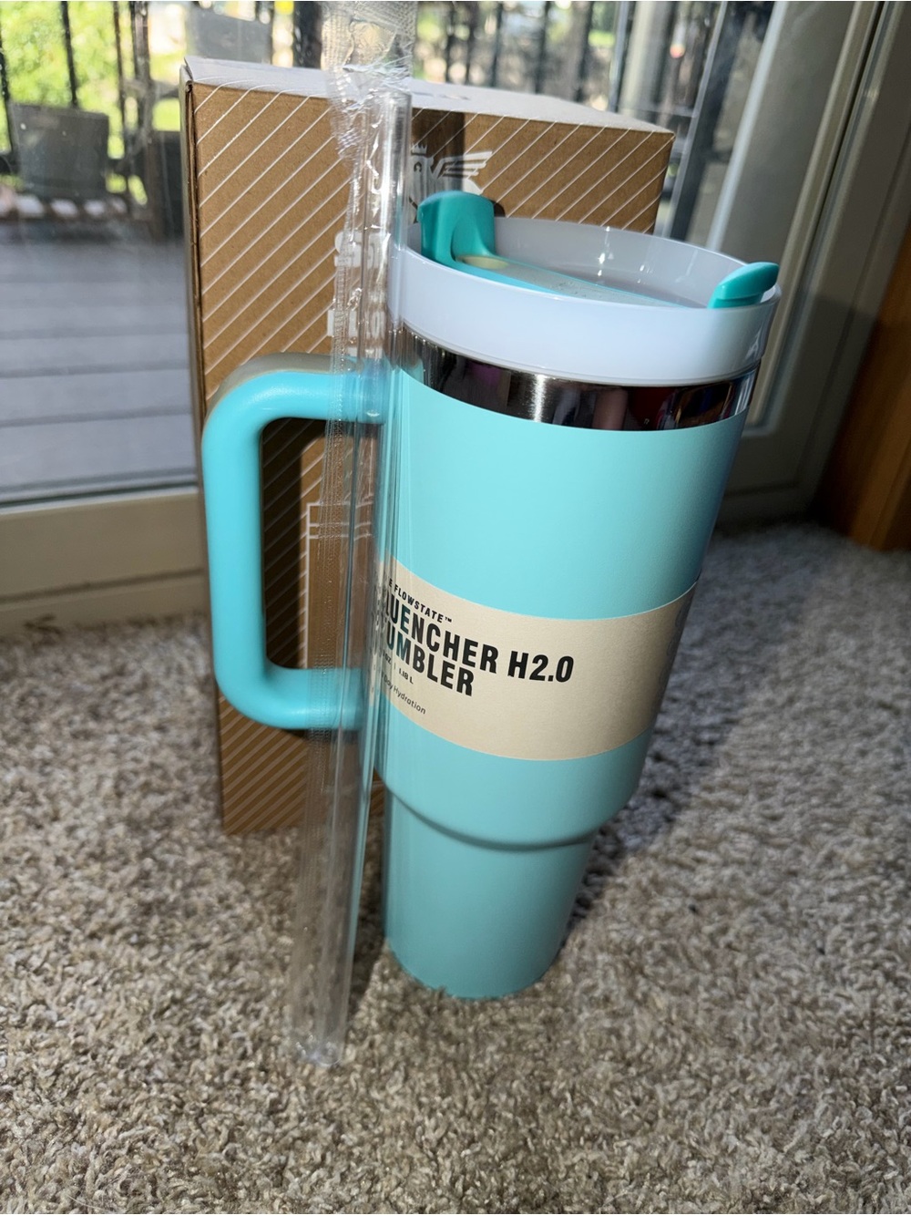 H2.0 Tumbler - Stanley Aqua Blue Travel Mug with Handle